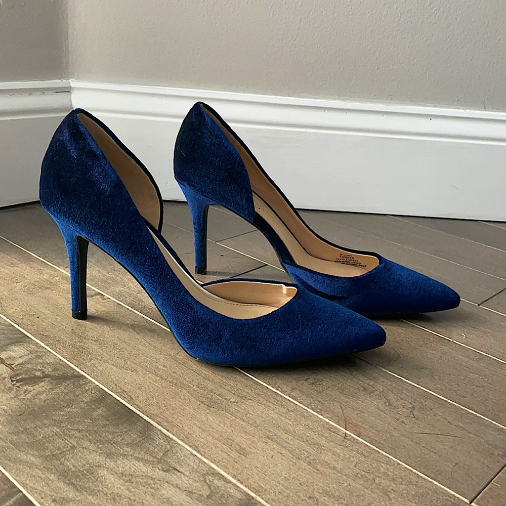 Jessica Simpson Prizma D’Orsay Blue Velvet Heels - Size 10 - Like New